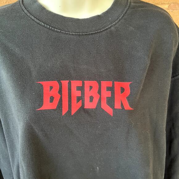 Justin Bieber 2017 Purpose Tour Merch Crewneck Sweatshirt Black 100% Cotton - Picture 2 of 9